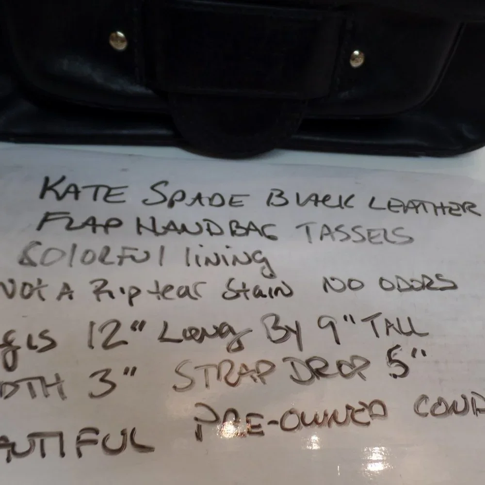 Kate Spade Soft Black Leather Flap Closure Bright Floral Lining Handbag - Picture 12 of 12